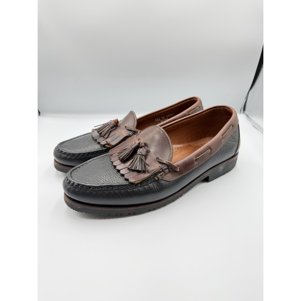 Allen Edmonds Nashua Leather Tassel Loafers Men 10 Black Brown Slip On Dress